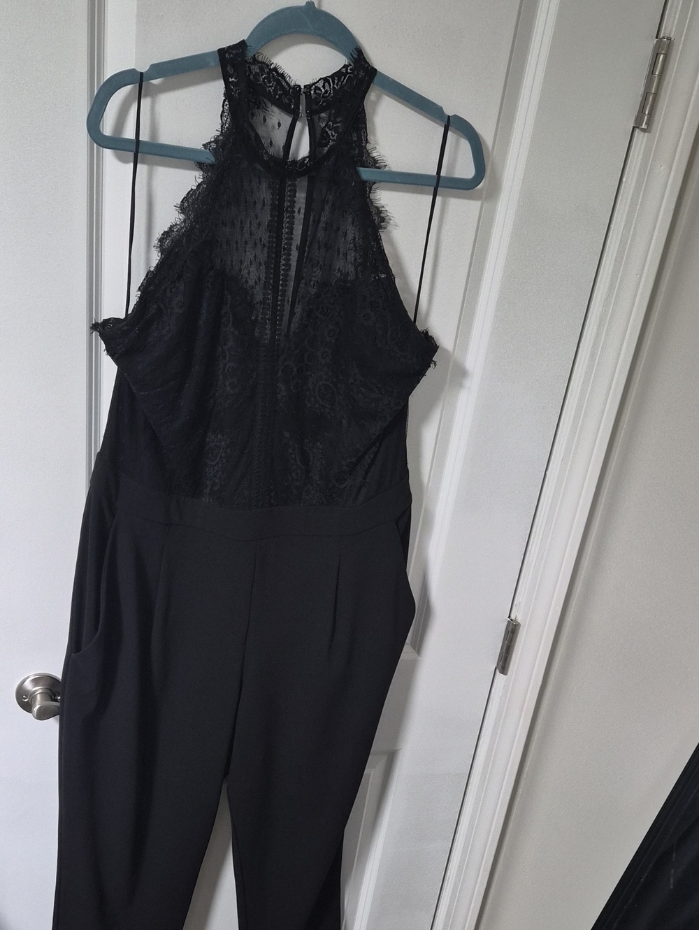 Express Black Lace Halter Jumpsuit